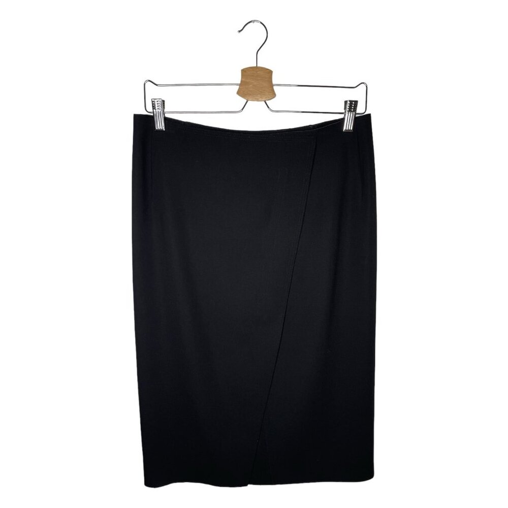 NWT Vince Overlap Pencil Skirt Zip Closure Pleating Detail Size 6 Black